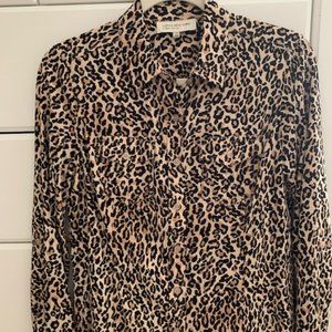 Jones New York Sport Collection Leopard Print Button Down Blouse